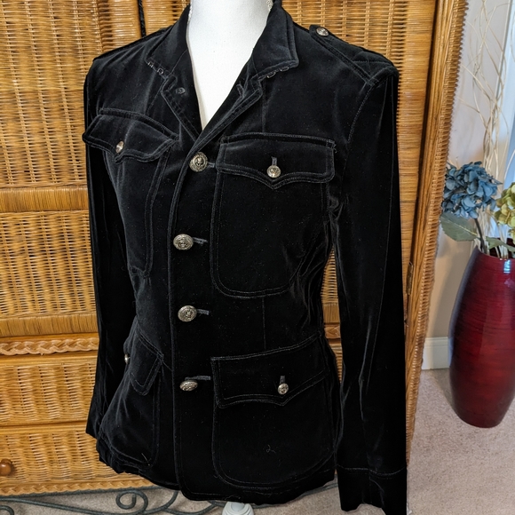 Ralph Lauren Black Label Jackets & Blazers - Ralph Lauren Black Label Black Velveteen Military Style Jacket SIZE 6